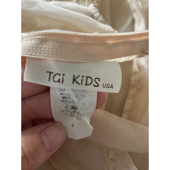 Tai Kids USA Girls Gold Dress Size 3 Champagne Lace Overlay Formal Party SKU 028 - Picture 4 of 6